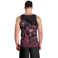 Pink Black Polynesia Floral Sea Turtle Men Tank Top - Polynesian Pride