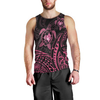 Pink Black Polynesia Floral Sea Turtle Men Tank Top - Polynesian Pride