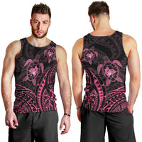 Pink Black Polynesia Floral Sea Turtle Men Tank Top - Polynesian Pride