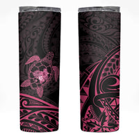 Pink Black Polynesia Floral Sea Turtle Skinny Tumbler LT14 Black - Polynesian Pride