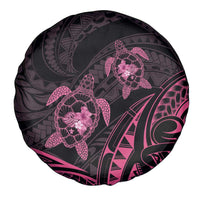 Pink Black Polynesia Floral Sea Turtle Spare Tire Cover - Polynesian Pride