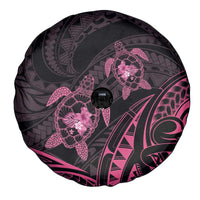Pink Black Polynesia Floral Sea Turtle Spare Tire Cover - Polynesian Pride