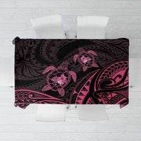 Pink Black Polynesia Floral Sea Turtle Tablecloth LT14 Black - Polynesian Pride
