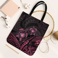 Pink Black Polynesia Floral Sea Turtle Tote Bag - Polynesian Pride