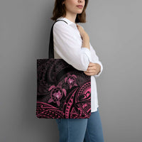 Pink Black Polynesia Floral Sea Turtle Tote Bag - Polynesian Pride