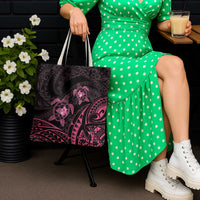 Pink Black Polynesia Floral Sea Turtle Tote Bag - Polynesian Pride