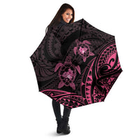 Pink Black Polynesia Floral Sea Turtle Umbrella - Polynesian Pride