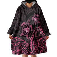 Pink Black Polynesia Floral Sea Turtle Wearable Blanket Hoodie LT14 - Polynesian Pride