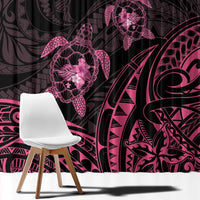 Pink Black Polynesia Floral Sea Turtle Window Curtain LT14 - Polynesian Pride