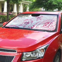 Pink White Polynesia Floral Sea Turtle Auto Sun Shade - Polynesian Pride