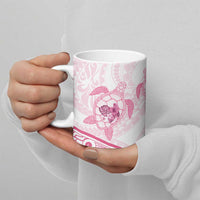 Pink White Polynesia Floral Sea Turtle Ceramic Mug - Polynesian Pride