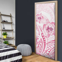 Pink White Polynesia Floral Sea Turtle Door Cover - Polynesian Pride
