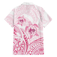 Pink White Polynesia Floral Sea Turtle Family Matching Puletasi and Hawaiian Shirt LT14 - Polynesian Pride