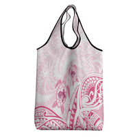 Pink White Polynesia Floral Sea Turtle Grocery Bag - Polynesian Pride