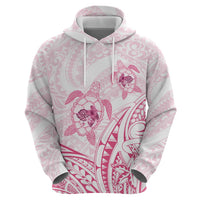Pink White Polynesia Floral Sea Turtle Hoodie - Polynesian Pride