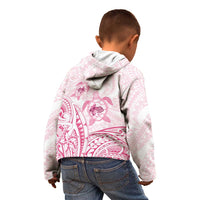Pink White Polynesia Floral Sea Turtle Kid Hoodie - Polynesian Pride