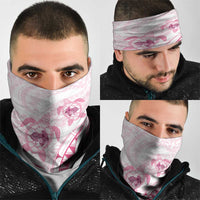 Pink White Polynesia Floral Sea Turtle Neck Gaiter - Polynesian Pride