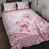 Pink White Polynesia Floral Sea Turtle Quilt Bed Set - Polynesian Pride