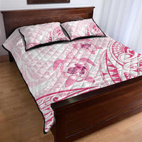 Pink White Polynesia Floral Sea Turtle Quilt Bed Set - Polynesian Pride