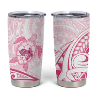 Pink White Polynesia Floral Sea Turtle Tumbler Cup LT14 White - Polynesian Pride
