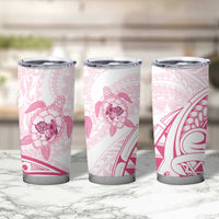 Pink White Polynesia Floral Sea Turtle Tumbler Cup LT14 - Polynesian Pride