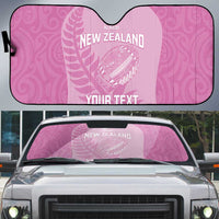 Custom New Zealand Silver Fern Rugby 2025 Auto Sun Shade All Black Aotearoa Maori Pink - Polynesian Pride