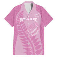Custom New Zealand Silver Fern Rugby 2025 Family Matching Off Shoulder Maxi Dress and Hawaiian Shirt All Black Aotearoa Maori Pink