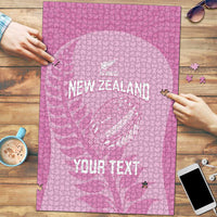 Custom New Zealand Silver Fern Rugby 2025 Puzzle All Black Aotearoa Maori Pink - Polynesian Pride