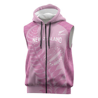 Custom New Zealand Silver Fern Rugby 2025 Sleeveless Zip Hoodie All Black Aotearoa Maori Pink - Polynesian Pride