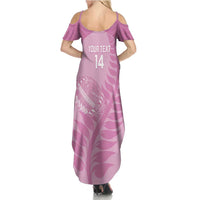 Custom New Zealand Silver Fern Rugby 2025 Summer Maxi Dress All Black Aotearoa Maori Pink