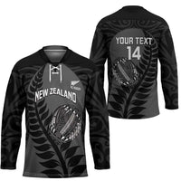 Custom New Zealand Silver Fern Rugby 2025 Hockey Jersey Go Champions Aotearoa Maori Black - Polynesian Pride