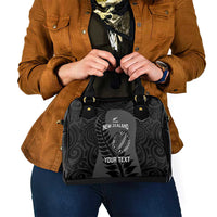 Custom New Zealand Silver Fern Rugby 2025 Shoulder Handbag Go Champions Aotearoa Maori Black