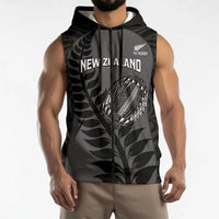 Custom New Zealand Silver Fern Rugby 2025 Sleeveless Zip Hoodie Go Champions Aotearoa Maori Black LT14 - Polynesian Pride