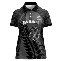 Custom New Zealand Silver Fern Rugby 2025 Women Polo Shirt Go Champions Aotearoa Maori Black