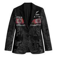 Custom New Zealand Silver Fern Rugby Blazer All Black Maori Taniko Pattern - Polynesian Pride