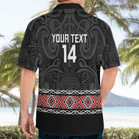 Custom New Zealand Silver Fern Rugby Hawaiian Shirt All Black Maori Taniko Pattern