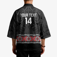 Custom New Zealand Silver Fern Rugby Kimono All Black Maori Taniko Pattern - Polynesian Pride