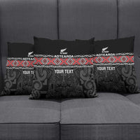 Custom New Zealand Silver Fern Rugby Pillow Cover All Black Maori Taniko Pattern - Polynesian Pride