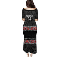 Custom New Zealand Silver Fern Rugby Puletasi All Black Maori Taniko Pattern