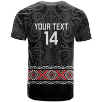 Custom New Zealand Silver Fern Rugby T Shirt All Black Maori Taniko Pattern