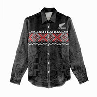 Custom New Zealand Silver Fern Rugby Women Casual Shirt All Black Maori Taniko Pattern LT14 - Polynesian Pride