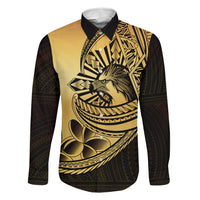 Philippines Eagle Sun Family Matching Off Shoulder Maxi Dress and Hawaiian Shirt Filipino Agila Polynesian Tattoo Gold Color LT14 Dad's Shirt - Long Sleeve Gold - Polynesian Pride