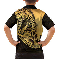 Philippines Eagle Sun Family Matching Short Sleeve Bodycon Dress and Hawaiian Shirt Filipino Agila Polynesian Tattoo Gold Color LT14 - Polynesian Pride