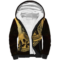 Philippines Eagle Sun Sherpa Hoodie Filipino Agila Polynesian Tattoo Gold Color