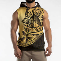 Philippines Eagle Sun Sleeveless Hoodie Filipino Agila Polynesian Tattoo Gold Color