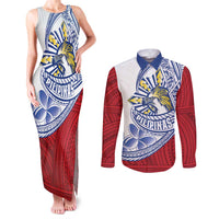 Philippines Eagle Sun Couples Matching Tank Maxi Dress and Long Sleeve Button Shirt Filipino Agila Polynesian Tattoo Flag Color LT14 Red - Polynesian Pride