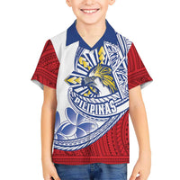 Philippines Eagle Sun Family Matching Off Shoulder Maxi Dress and Hawaiian Shirt Filipino Agila Polynesian Tattoo Flag Color