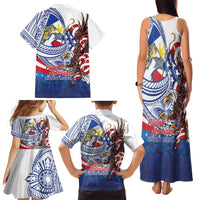 Filipino American History Month Family Matching Tank Maxi Dress and Hawaiian Shirt Philippines Agila USA Eagle Mix Flag LT14 - Polynesian Pride