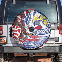Filipino American History Month Spare Tire Cover Philippines Agila USA Eagle Mix Flag LT14 Blue - Polynesian Pride
