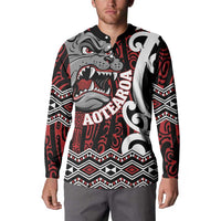 Personalised Aotearoa Bulldog Button Sweatshirt New Zealand Maori Taniko Art
